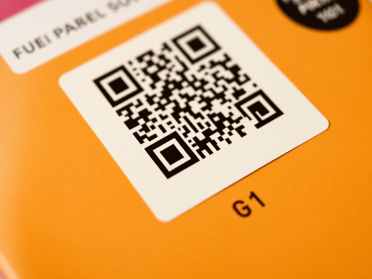 Close-up of a GS1 Digital Link QR code printed on a product package