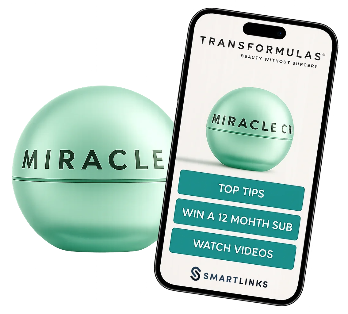 Transformulas Miracle skincare with SmartLinks mobile experience — connected packaging delivering tips, video and rewards